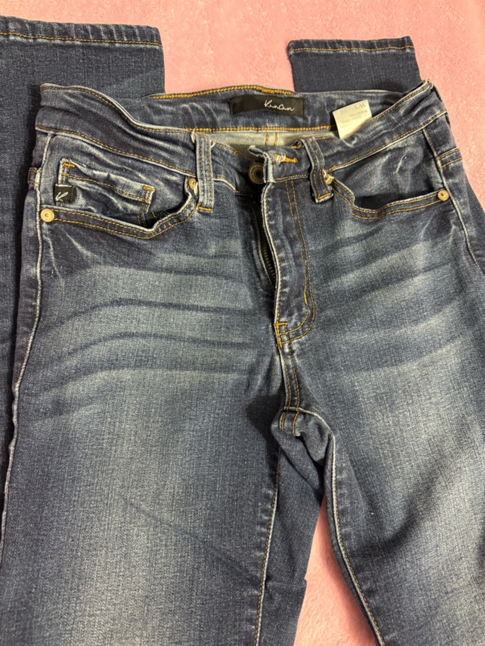 KanCan Blue Denim Jeans with Gold Stitching